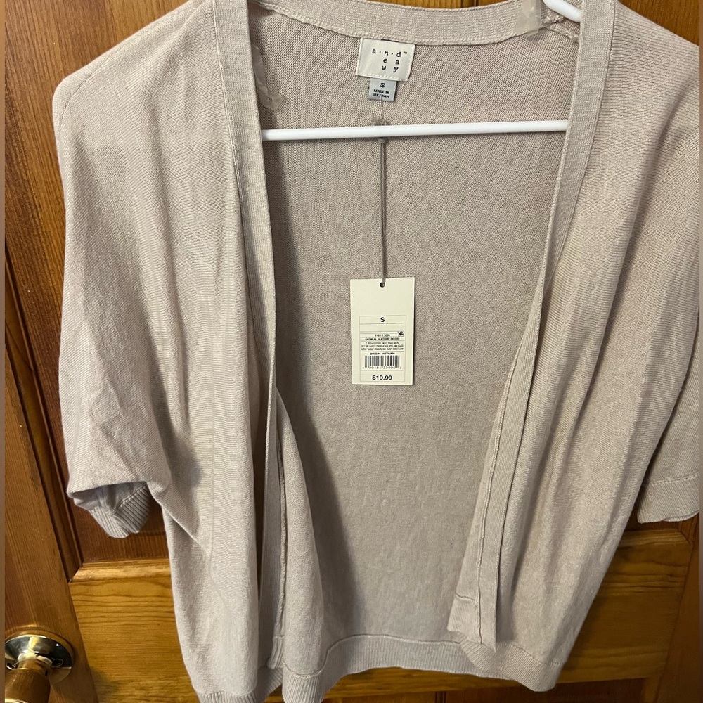 Short sleeve tan cardigan - NWT